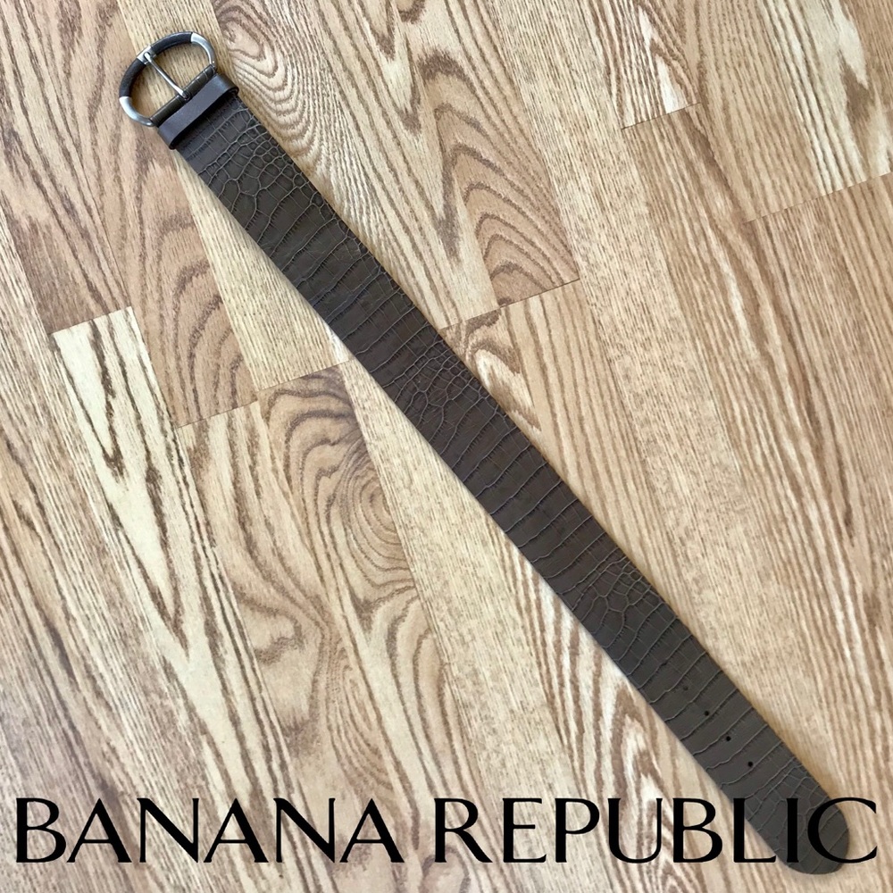 BANANA REPUBLIC Croc Leather Waist Belt Taupe XXS